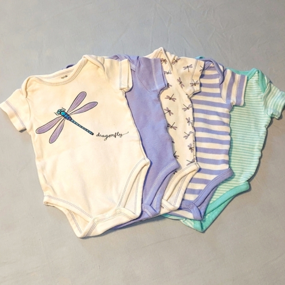 Bundle of 5 Touched by Nature Unisex Baby Organic Cotton Bodysuits
